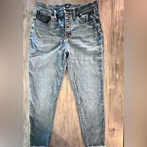 J.Crew 10” High-Rise Skinny Jeans Re-Imagined Button Fly Size 31 Raw Hem Womens